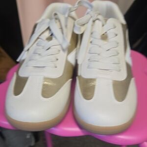 Dolce Vita White and Gold Sneakers